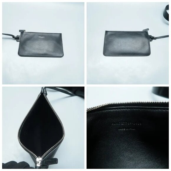 100% Authentic SAINT LAURENT Le 5 a 7 Black W/P Leather Shoulder Bag 2111-11624 - Picture 7 of 12